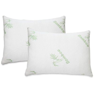 All American Collection Soft Home Bedroom Premium Hotel Quality 2pc Pillow Shredded Memory Foam for Sleeping (Queen, White)