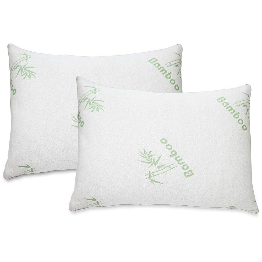 All American Collection Soft Home Bedroom Premium Hotel Quality 2pc Pillow Shredded Memory Foam for Sleeping (Queen, White)