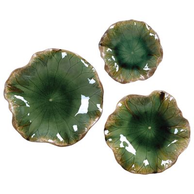 AR Lighting Abella Green Ceramic Wall Decor, S/3