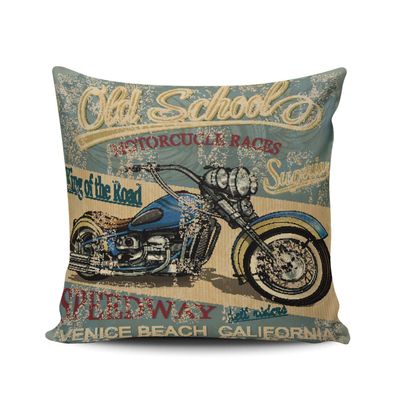 TBUFYU Throw Pillow Cover Vintage Motorcycle Decorative Pillowcase Cushion Case Double Sided Design Printed Square 20X20 Inch (Set of 1)