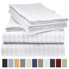 Comfort Bed Store 800 Series Organic Cotton Elegant Damask Dobby Stripped 25 inches 4 PC Sheet Set (1 Flat Sheet, 1 Fitted Sheet, 2 Pillowcases) Soft & Easy Care, White, OLY. Queen view 3