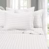 Comfort Bed Store 800 Series Organic Cotton Elegant Damask Dobby Stripped 25 inches 4 PC Sheet Set (1 Flat Sheet, 1 Fitted Sheet, 2 Pillowcases) Soft & Easy Care, White, OLY. Queen view 4