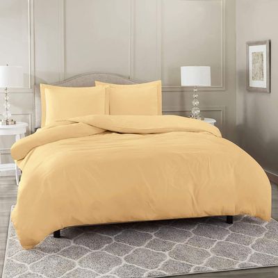 1500 Thread Count Egyptian Cotton Ultra Soft & Durable 1-PC Duvet Cover (with Zipper Closure & Use Corner Ties) Solid (Full/Queen, Beige)
