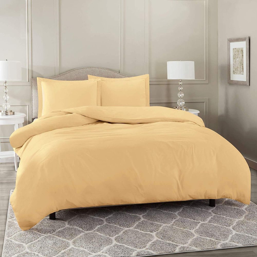 1500 Thread Count Egyptian Cotton Ultra Soft & Durable 1-PC Duvet Cover (with Zipper Closure & Use Corner Ties) Solid (Full/Queen, Beige)