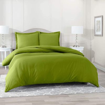 1500 Thread Count Egyptian Cotton Ultra Soft & Durable 1-PC Duvet Cover (with Zipper Closure & Use Corner Ties) Solid (Full/Queen, Sage Green)