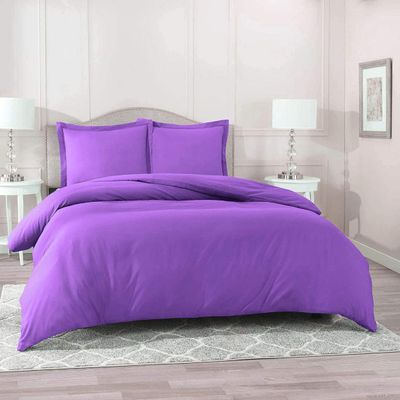 1500 Thread Count Egyptian Cotton Ultra Soft & Durable 1-PC Duvet Cover (with Zipper Closure & Use Corner Ties) Solid (Full/Queen, Purple)