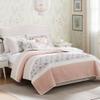 Madison Park 100% Cotton Quilt Set Floral Print, Double Sided Stitching, All Season, Lightweight Coverlet Shabby Chic Bedding Layer, Matching Shams, Full/Queen, Blush 6 Piece view 1