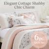 Madison Park 100% Cotton Quilt Set Floral Print, Double Sided Stitching, All Season, Lightweight Coverlet Shabby Chic Bedding Layer, Matching Shams, Full/Queen, Blush 6 Piece view 2