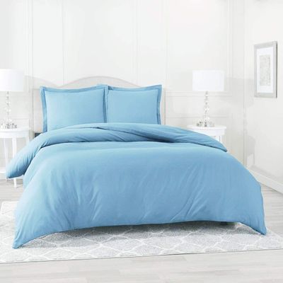 1500 Thread Count Egyptian Cotton Ultra Soft & Durable 1-PC Duvet Cover (with Zipper Closure & Use Corner Ties) Solid (Super King, Light Blue)