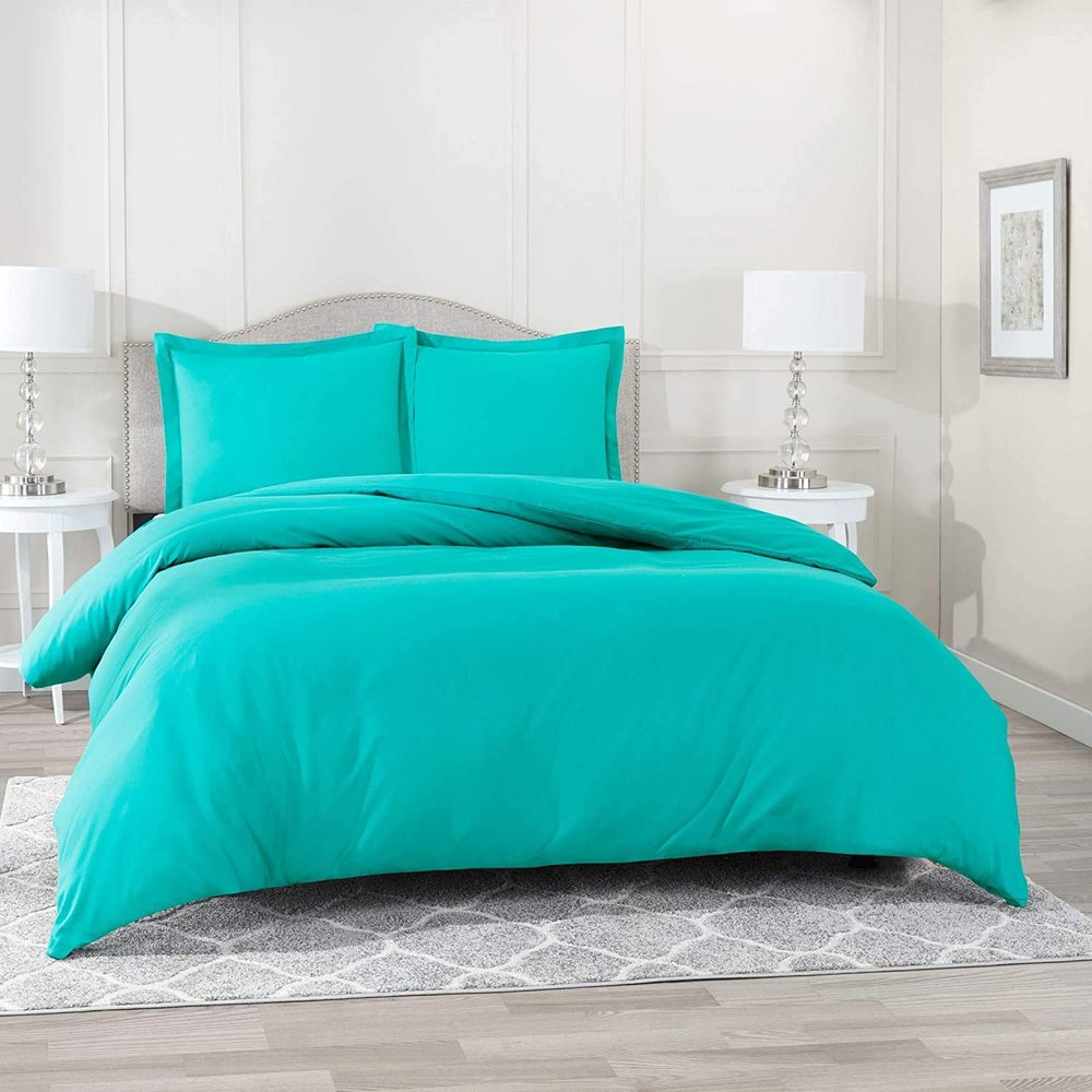 1500 Thread Count Egyptian Cotton Ultra Soft & Durable 1-PC Duvet Cover (with Zipper Closure & Use Corner Ties) Solid (Super King, Turquoise)