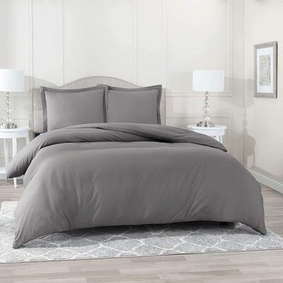 1500 Thread Count Egyptian Cotton Ultra Soft & Durable 1-PC Duvet Cover (with Zipper Closure & Use Corner Ties) Solid (Twin/Twin XL, Grey)