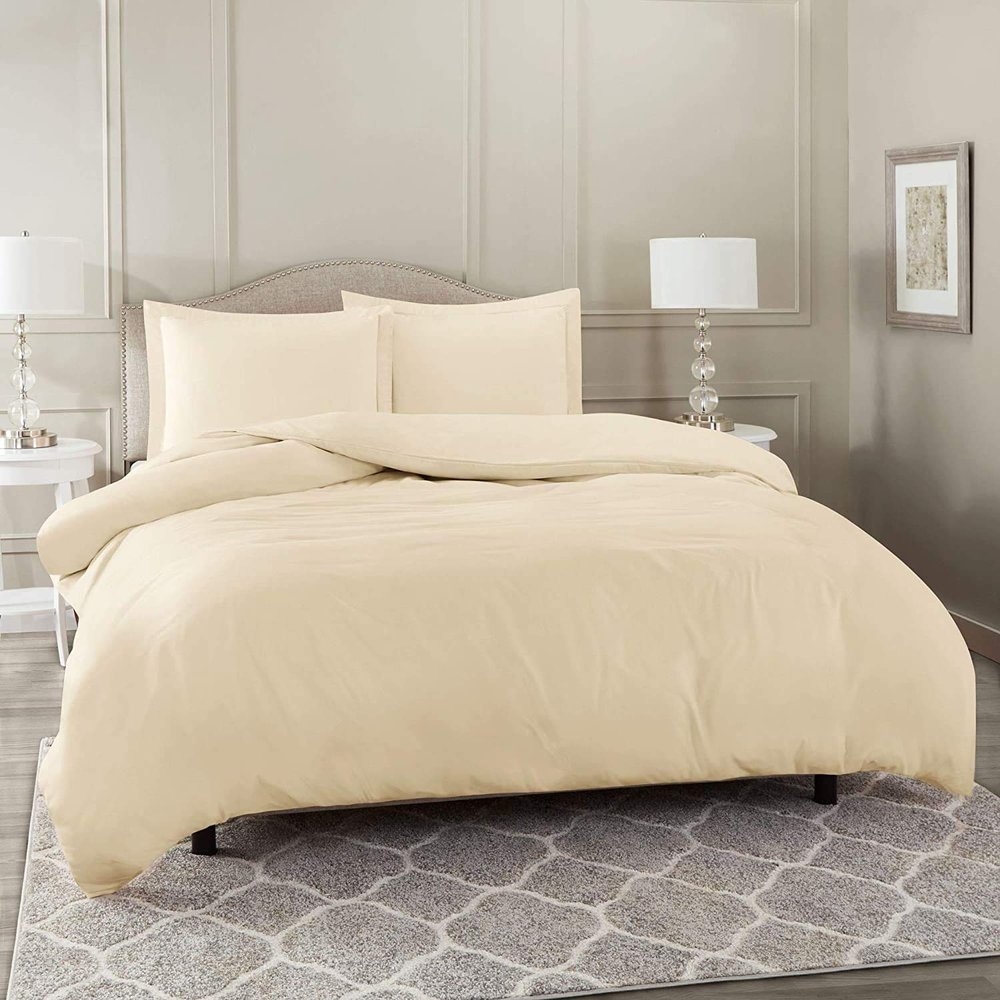 1500 Thread Count Egyptian Cotton Ultra Soft & Durable 1-PC Duvet Cover (with Zipper Closure & Use Corner Ties) Solid (King/Cal-King, Ivory)