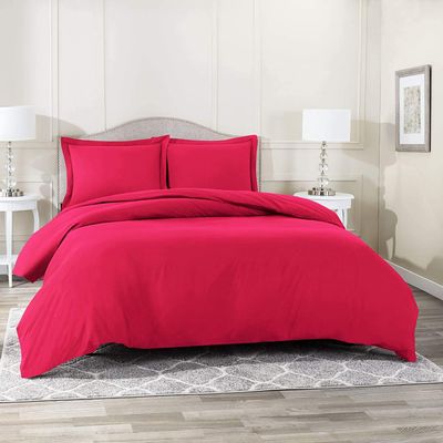 1500 Thread Count Egyptian Cotton Ultra Soft & Durable 1-PC Duvet Cover (with Zipper Closure & Use Corner Ties) Solid (Super King, Hot Pink)