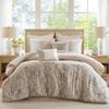 510 DESIGN Luxe Quilted Comforter Set Modern Transitional Design, All Season Down Alternative Warm Bedding Matching Shams, Bedskirt, Decorative Pillow, King, Shawnee Scrollwork Blush view 1