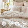 510 DESIGN Luxe Quilted Comforter Set Modern Transitional Design, All Season Down Alternative Warm Bedding Matching Shams, Bedskirt, Decorative Pillow, King, Shawnee Scrollwork Blush view 3