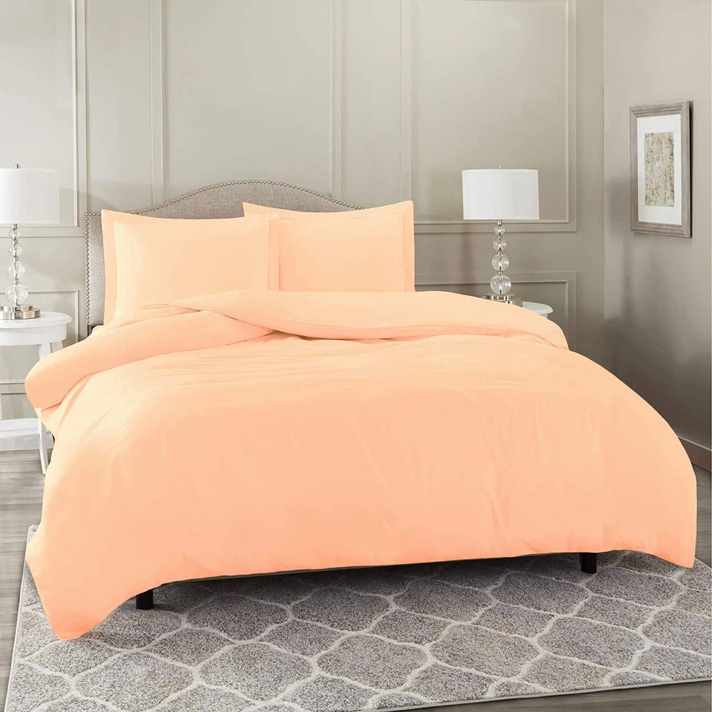 1500 Thread Count Egyptian Cotton Ultra Soft & Durable 1-PC Duvet Cover (with Zipper Closure & Use Corner Ties) Solid (Super King, Peach)
