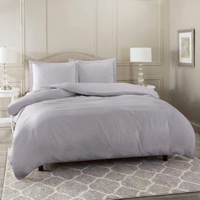 1500 Thread Count Egyptian Cotton Ultra Soft & Durable 1-PC Duvet Cover (with Zipper Closure & Use Corner Ties) Solid (Super King, Silver Grey)
