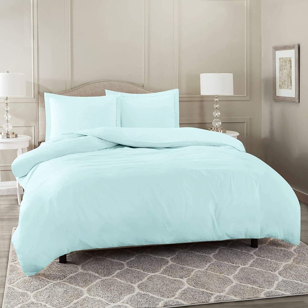 1500 Thread Count Egyptian Cotton Ultra Soft & Durable 1-PC Duvet Cover (with Zipper Closure & Use Corner Ties) Solid (Twin/Twin XL, Aqua Blue)