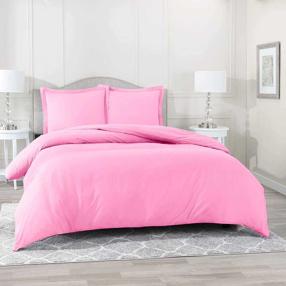 1500 Thread Count Egyptian Cotton Ultra Soft & Durable 1-PC Duvet Cover (with Zipper Closure & Use Corner Ties) Solid (Full/Queen, Light Pink)