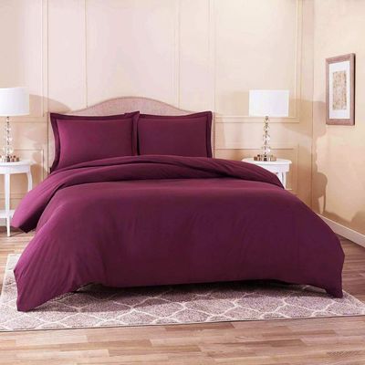 1500 Thread Count Egyptian Cotton Ultra Soft & Durable 1-PC Duvet Cover (with Zipper Closure & Use Corner Ties) Solid (Full/Queen, Wine)