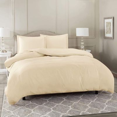 1500 Thread Count Egyptian Cotton Ultra Soft & Durable 1-PC Duvet Cover (with Zipper Closure & Use Corner Ties) Solid (Full/Queen, Ivory)