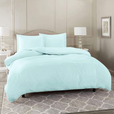 1500 Thread Count Egyptian Cotton Ultra Soft & Durable 1-PC Duvet Cover (with Zipper Closure & Use Corner Ties) Solid (Super King, Aqua Blue)