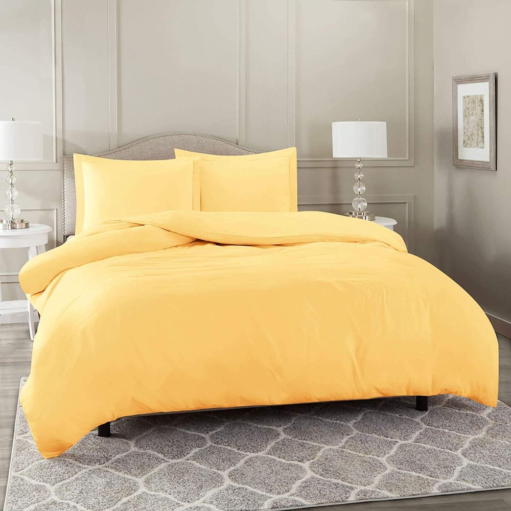 1500 Thread Count Egyptian Cotton Ultra Soft & Durable 1-PC Duvet Cover (with Zipper Closure & Use Corner Ties) Solid (Twin/Twin XL, Gold)