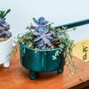 Ivyline Pisa Premium Glaze Bowl Ceramic Planter on Legs - Emerald - Premium Quality, UV Stable & Waterproof Indoor Decorative Flower Pot - H14cmxD19cm view 1