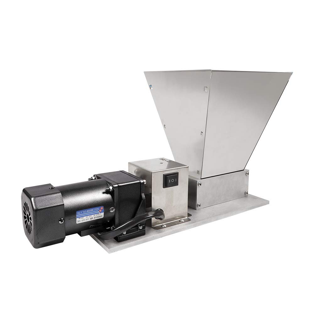 Electric Multi-functional grinder Mill Barley Grinder Malt Crusher Grain HomeBrew 2 Roller with Hopper 75RPM 40W Stainless Steel for Cereal, Beans, Grain