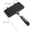 Fdit Non-Stick Waffle Maker Pan, Dual Sided, Aluminum Alloy, Gas Stove, Black, 13.19x8.46 Inch, Long Handle view 2