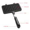 Fdit Non-Stick Waffle Maker Pan, Dual Sided, Aluminum Alloy, Gas Stove, Black, 13.19x8.46 Inch, Long Handle view 3