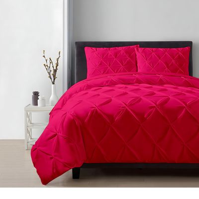 100% Organic Cotton Duvet Cover Set, 1 Duvet Cover and 2 Pillowcases, Buttery Soft, Cooling, Eco Friendly, Breathable, 800 Thread Count, Durable pintuck Comforter cover (Hot Pink, California King)