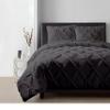 800 Thread Count Pinch Pleated Duvet Cover Set 100% Organic Cotton Soft & Cozy with Zipper Closure & Corner Ties Pintuck Tufted Pattern 1 Duvet Cover 2 Pillow Shams (Dark Gray, Queen/Full) view 1