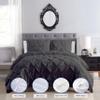 800 Thread Count Pinch Pleated Duvet Cover Set 100% Organic Cotton Soft & Cozy with Zipper Closure & Corner Ties Pintuck Tufted Pattern 1 Duvet Cover 2 Pillow Shams (Dark Gray, Queen/Full) view 2
