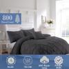 800 Thread Count Pinch Pleated Duvet Cover Set 100% Organic Cotton Soft & Cozy with Zipper Closure & Corner Ties Pintuck Tufted Pattern 1 Duvet Cover 2 Pillow Shams (Dark Gray, Queen/Full) view 3