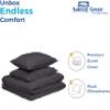 800 Thread Count Pinch Pleated Duvet Cover Set 100% Organic Cotton Soft & Cozy with Zipper Closure & Corner Ties Pintuck Tufted Pattern 1 Duvet Cover 2 Pillow Shams (Dark Gray, Queen/Full) view 4