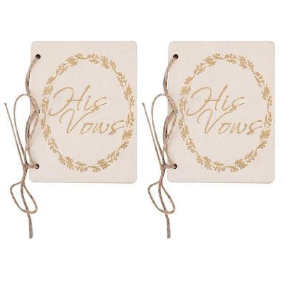 Fdit Wedding Vow Booklets, Wood Cover 4.1 x 3.1 in Set of 2