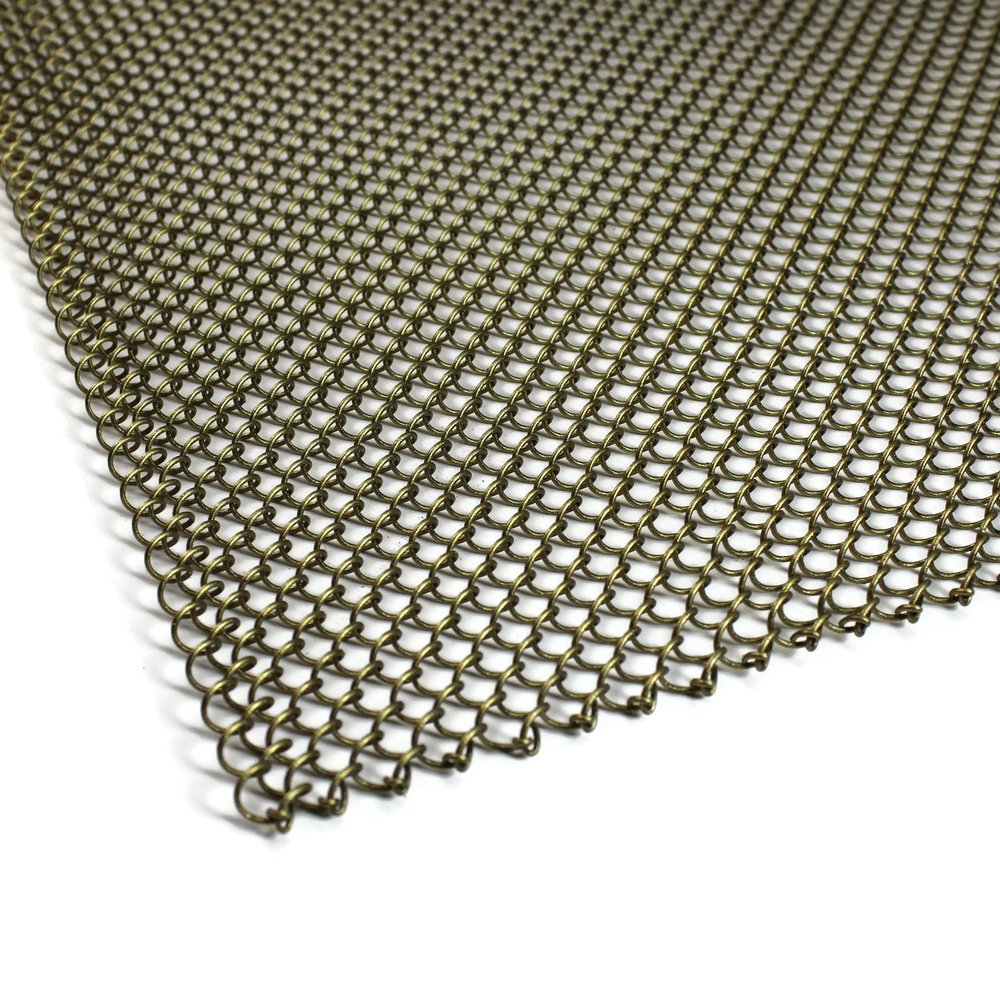 Midwest Hearth Fireplace Screen Mesh Curtain 29" High (Made in USA) Two 24" Wide Panels (Antique Brass)