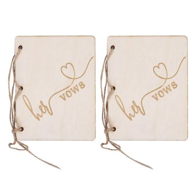 Fdit Wedding Vow Books Wood Cover, 2 Pack 4.1 x 3.1 In