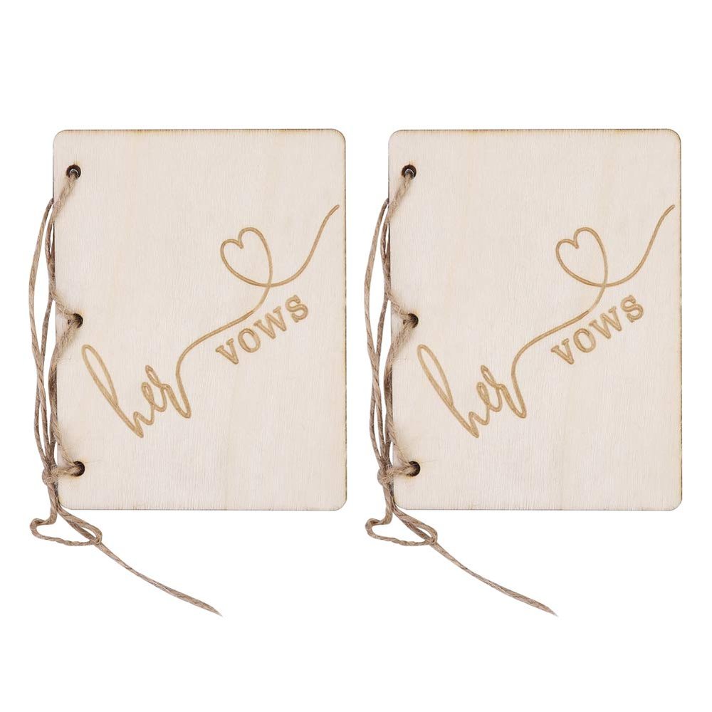 Fdit Wedding Vow Books Wood Cover, 2 Pack 4.1 x 3.1 In