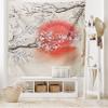 Ambesonne Cherry Blossom Tapestry, Japanese Folkloric Themed Sakura Tree, Wide Wall Hanging for Bedroom Living Room Dorm, 80" X 60", Grey Yellow Dark Coral view 1