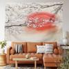 Ambesonne Cherry Blossom Tapestry, Japanese Folkloric Themed Sakura Tree, Wide Wall Hanging for Bedroom Living Room Dorm, 80" X 60", Grey Yellow Dark Coral view 2