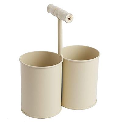 Factory Direct Craft Cream Metal Double Can with Handle | 1 Piece for Holiday, Seasonal Crafting, Decorating and Displaying
