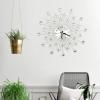 11.81 inch 3D Crystal Wall Clock Sparkling Bling -Studded Silver Wall Clock Modern Fashion Round Design Metal Digital Needle Wall Decor for Kitchen Living Room Bedroom view 2
