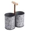 Factory Direct Craft Rustic Galvanized Metal Double Can with Handle | 1 Piece for Holiday, Seasonal Crafting, Decorating and Displaying view 1