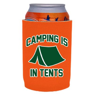 Camping is in Tents Full Bottom Can Coolie (1, Orange)