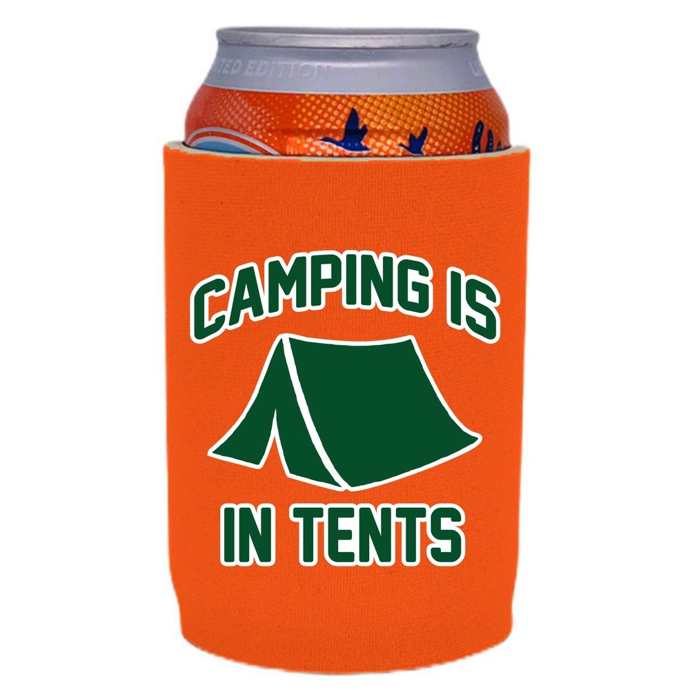 Camping is in Tents Full Bottom Can Coolie (1, Orange)