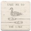 CoasterStone Absorbent Coaster Drinks Lake Sketch I, 4.25 Inches Wide, Set of Four view 1