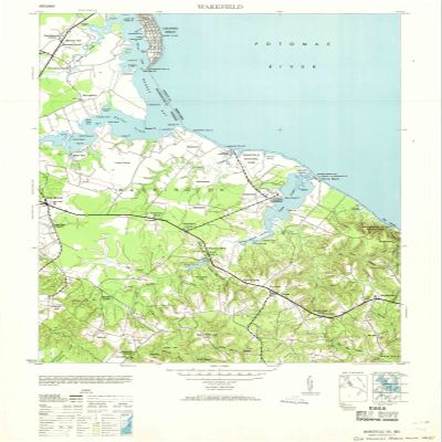 1953 Wakefield, VA - Virginia - USGS Historical Topographic Map : 44in x 59in, Large Wall Art Map