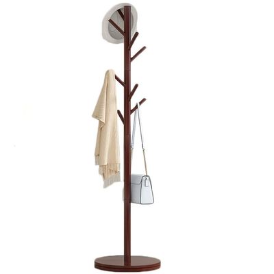 COAT RACK Solid Wood Multiple Tree Hooks Stable Base Hallway Entrance Hanger Clothes Bag Hat Storage Rack (Color : Brown)